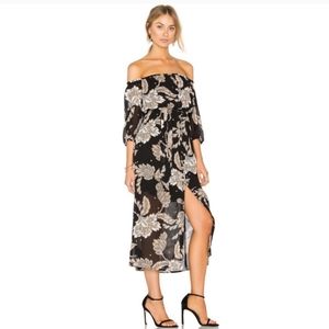 BARDOT | black/tan paisley dress | S/6